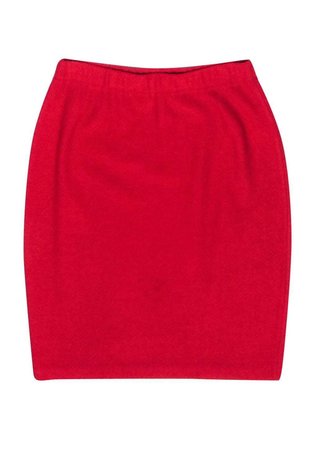 St. John - Red Textured Knit Pencil Skirt Sz 8 - image 1