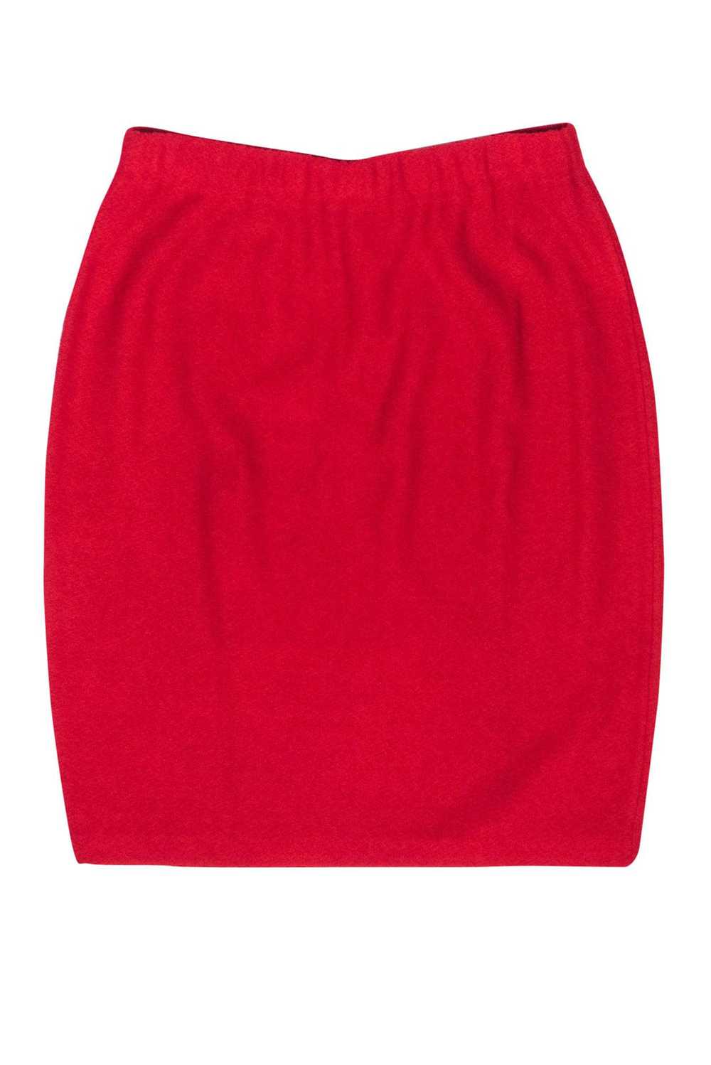 St. John - Red Textured Knit Pencil Skirt Sz 8 - image 2