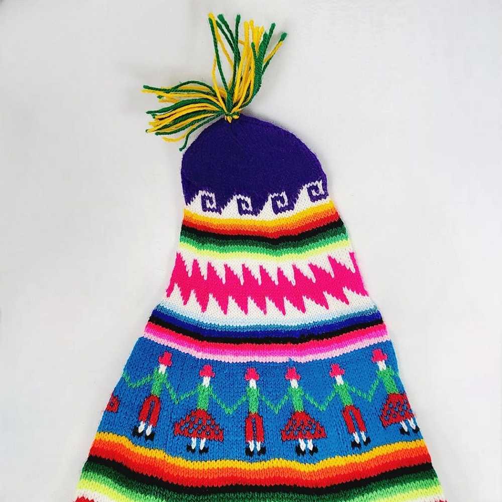 Vintage Vintage Andean Chullo Knit Hat Colorful R… - image 2