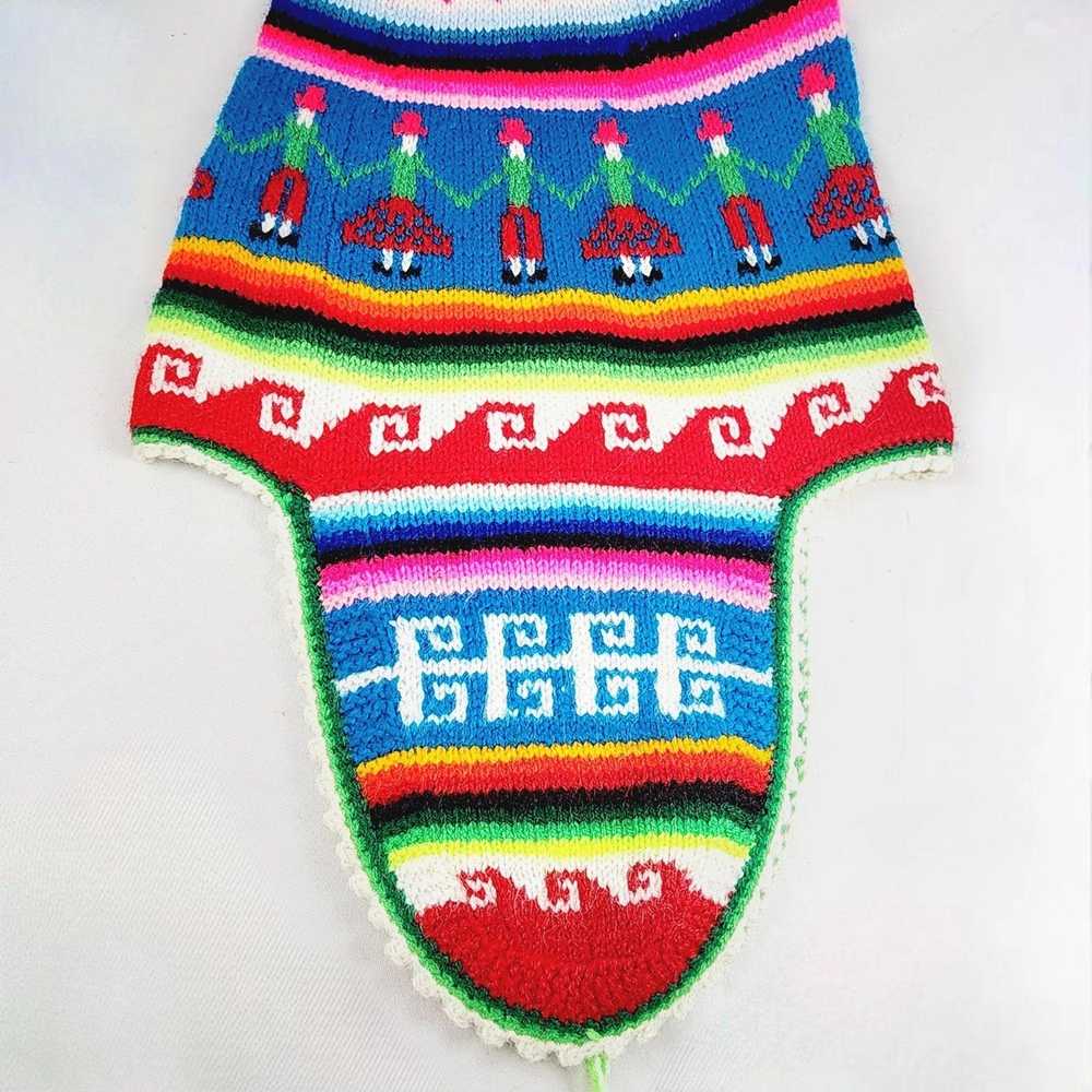 Vintage Vintage Andean Chullo Knit Hat Colorful R… - image 3