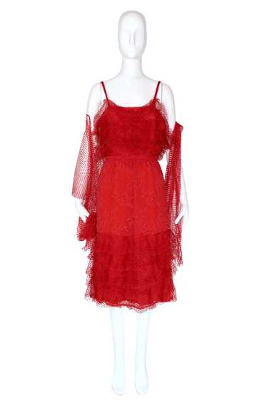 Chloé by Karl Lagerfeld Red Lace Shift Dress with 