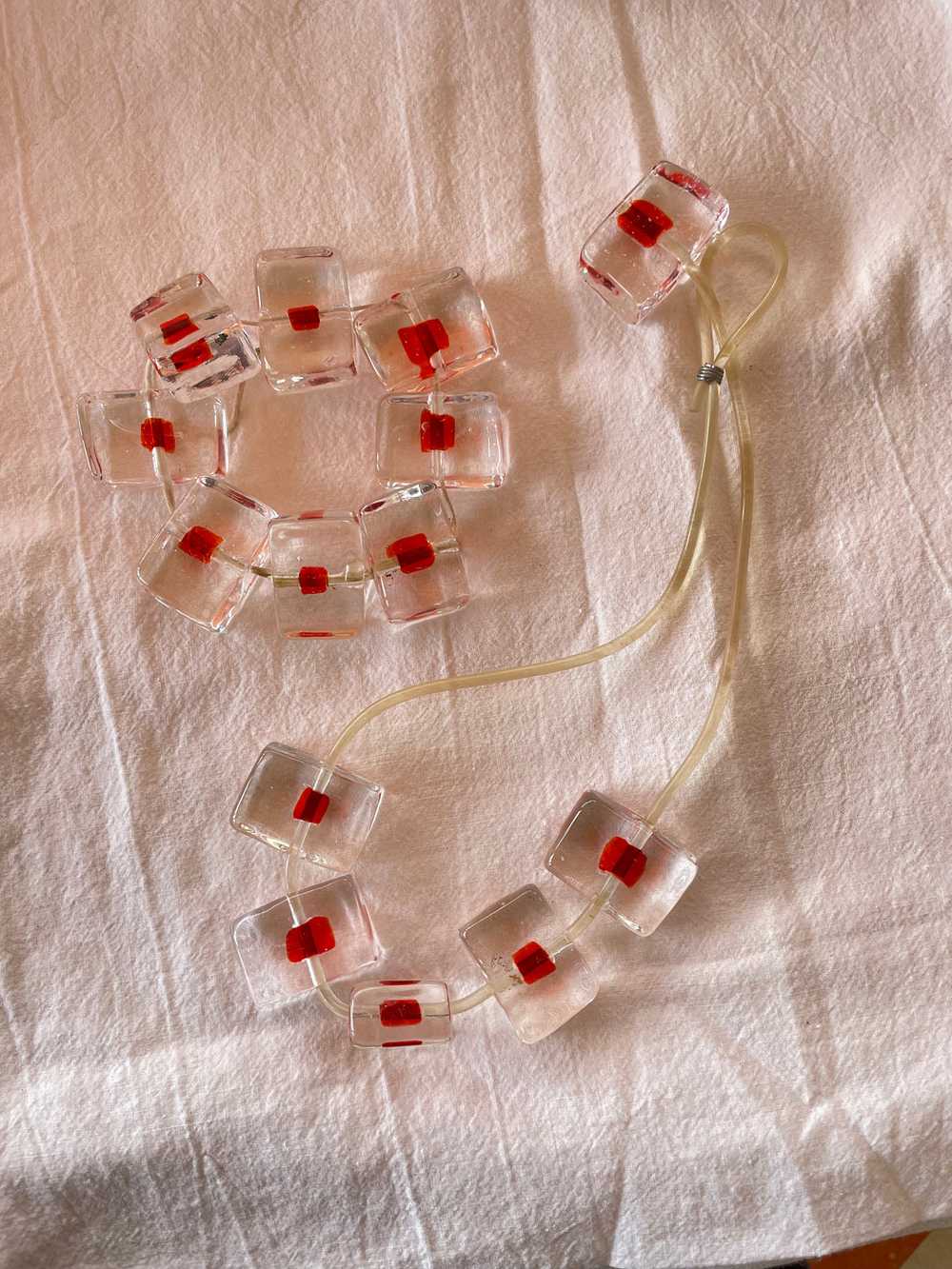 Vintage Clear Block with Red Pimento Bracelet - image 2