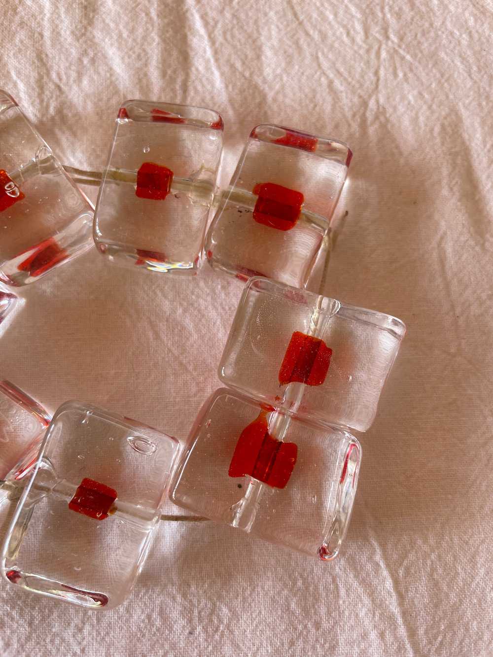 Vintage Clear Block with Red Pimento Bracelet - image 3