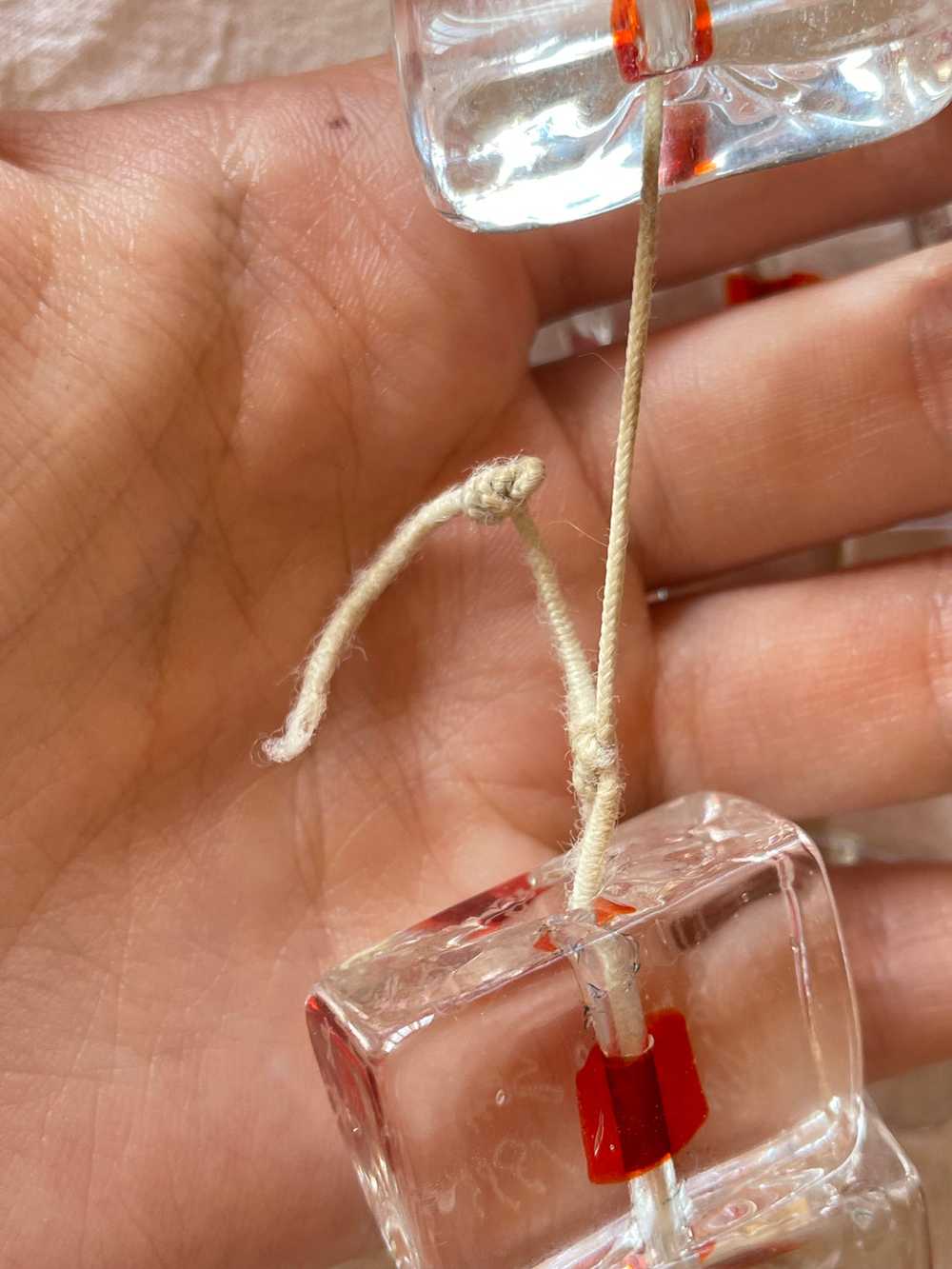Vintage Clear Block with Red Pimento Bracelet - image 4