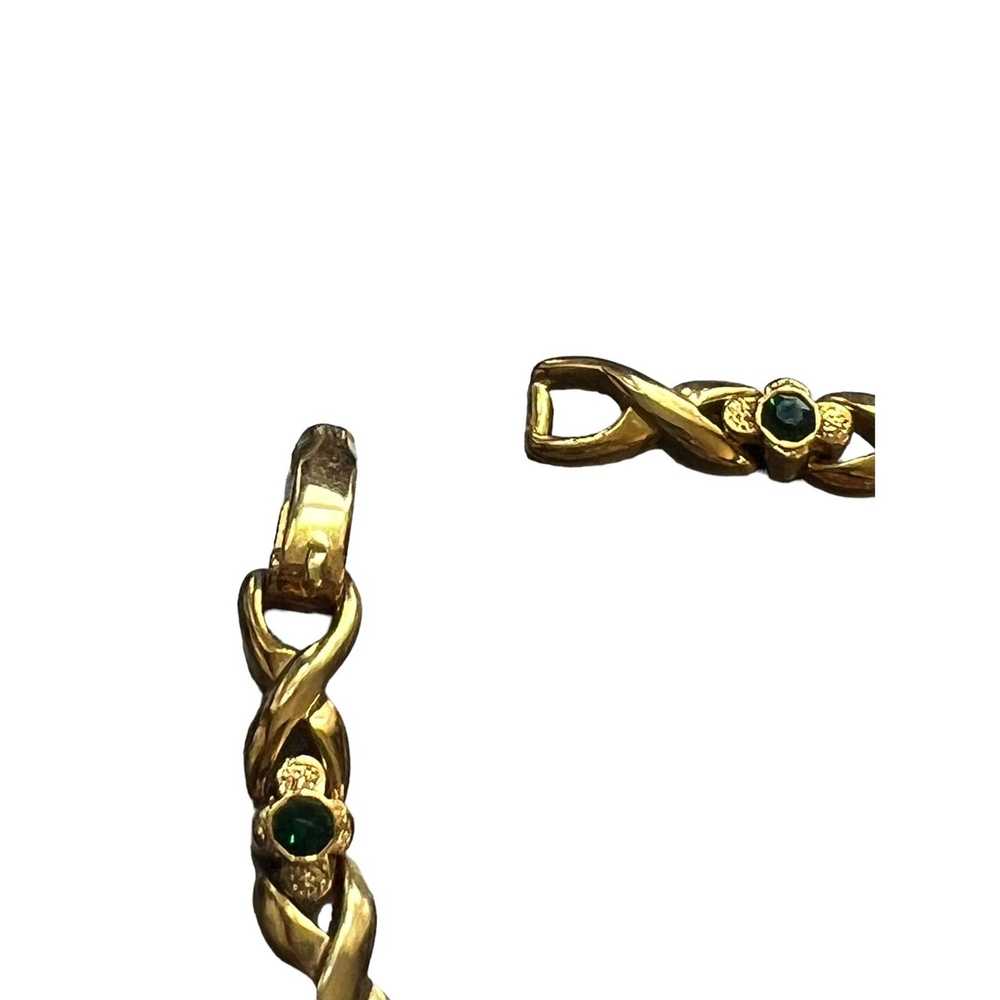 Other Vintage Gold Tone Bracelet Colored Glass Rh… - image 3