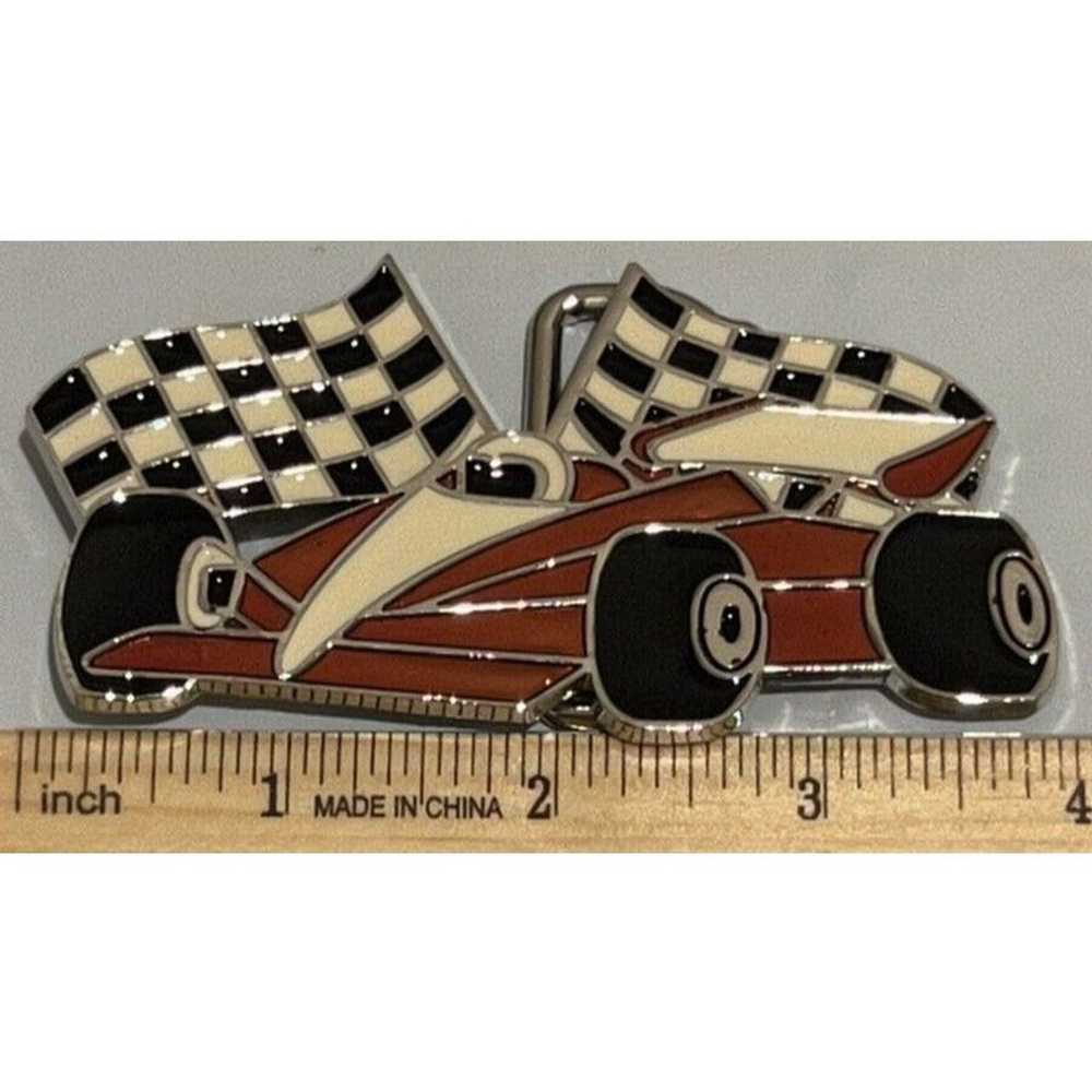 Vintage Red Racing Car Checkered Race Flag Racer … - image 3