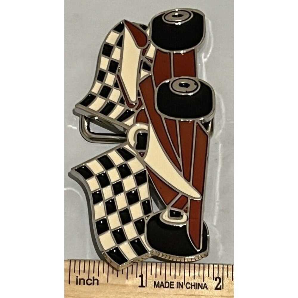 Vintage Red Racing Car Checkered Race Flag Racer … - image 4