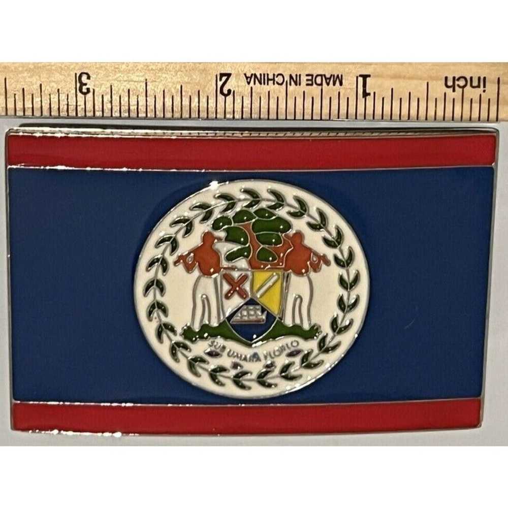 Vintage Belize Flag Belt Buckle Multi-Colored Wes… - image 3