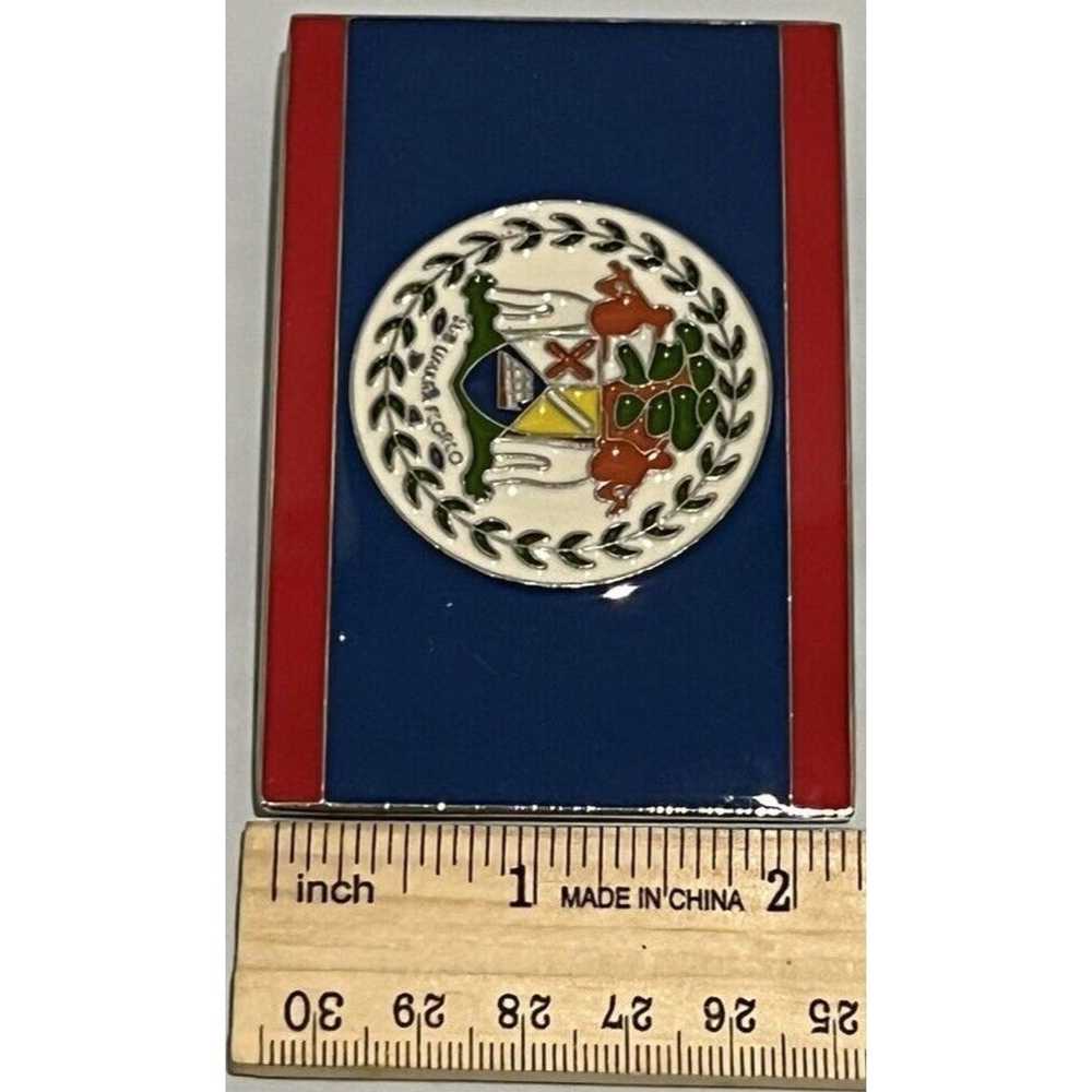 Vintage Belize Flag Belt Buckle Multi-Colored Wes… - image 4