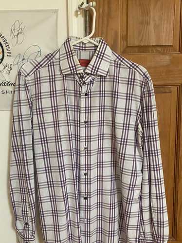 Isaia Isaia purple and grey striped button down.