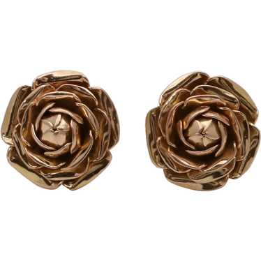 Vintage 14K Gold Rose Stud Earrings