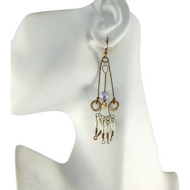 Vintage Brass Dangle Earrings - image 1