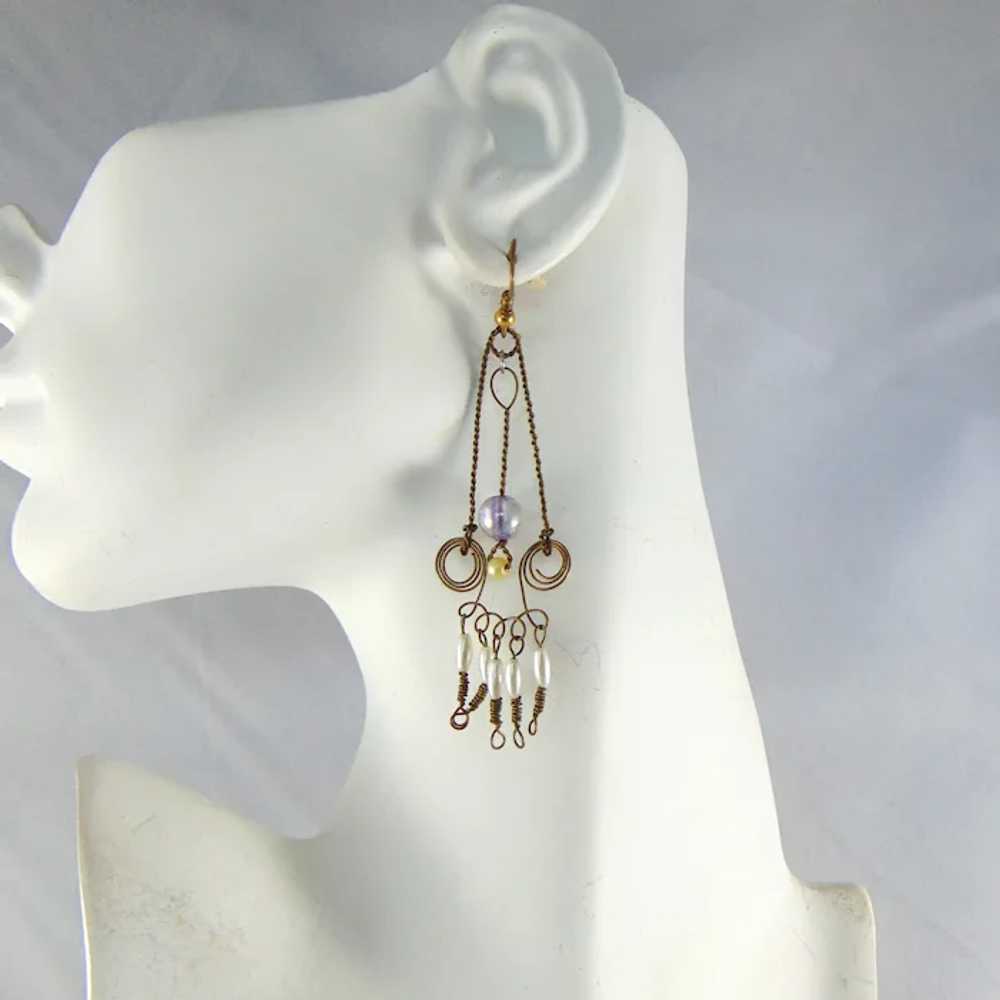Vintage Brass Dangle Earrings - image 3