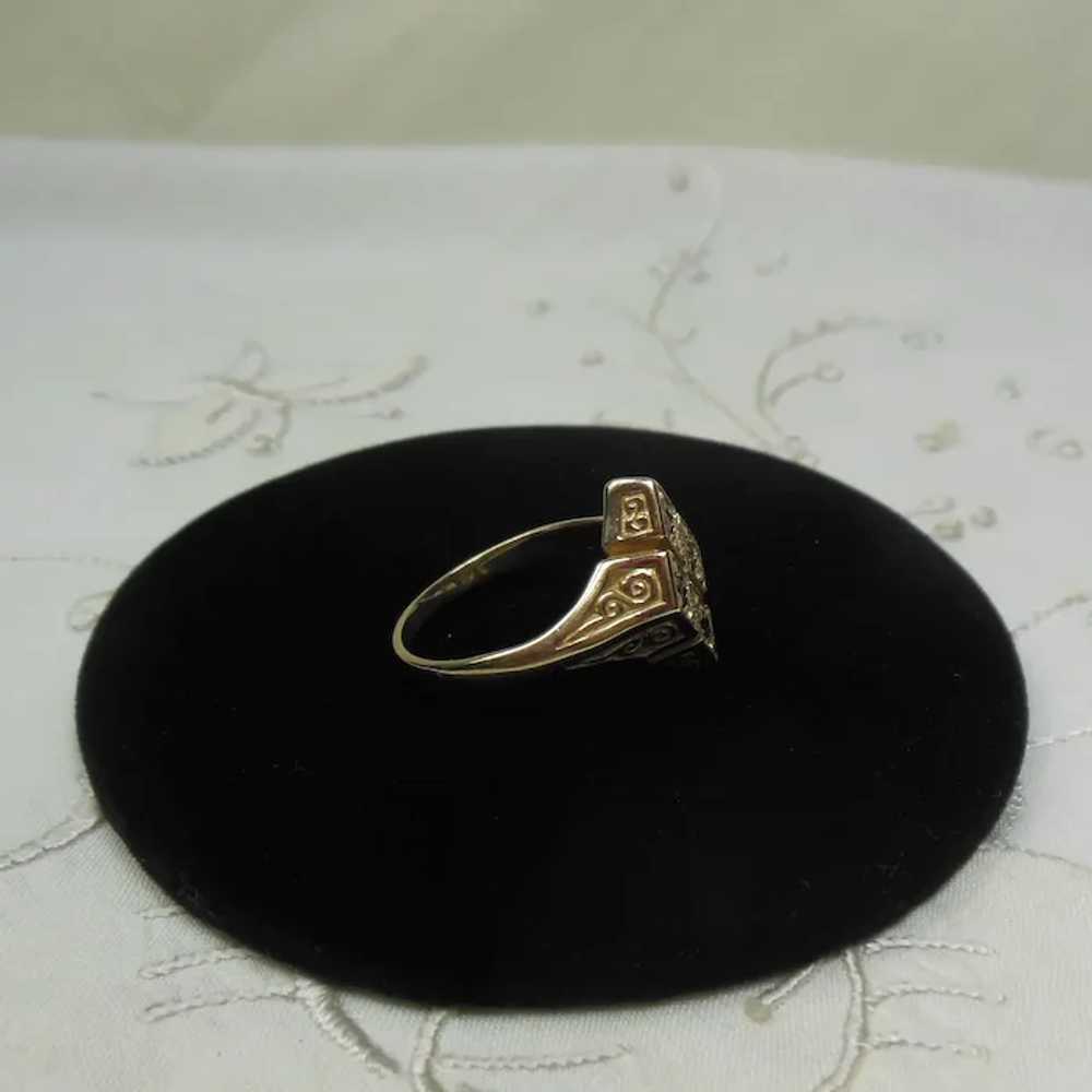 9 KT Gold & Garnet Dress Ring-English HM - image 10