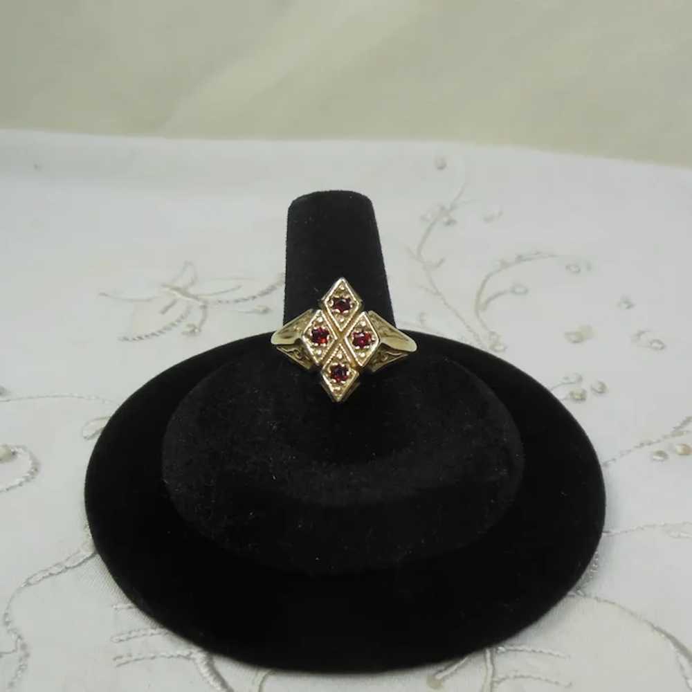 9 KT Gold & Garnet Dress Ring-English HM - image 11