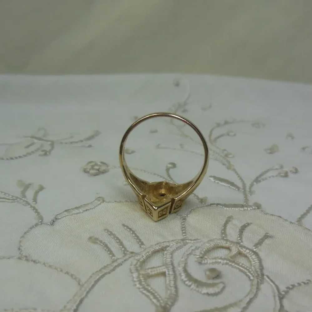 9 KT Gold & Garnet Dress Ring-English HM - image 7