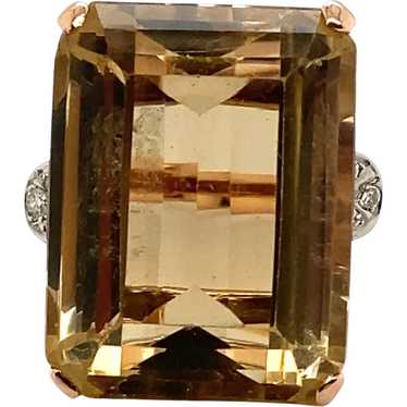 Retro 14K Yellow Gold Citrine, Ruby and Diamond R… - image 1