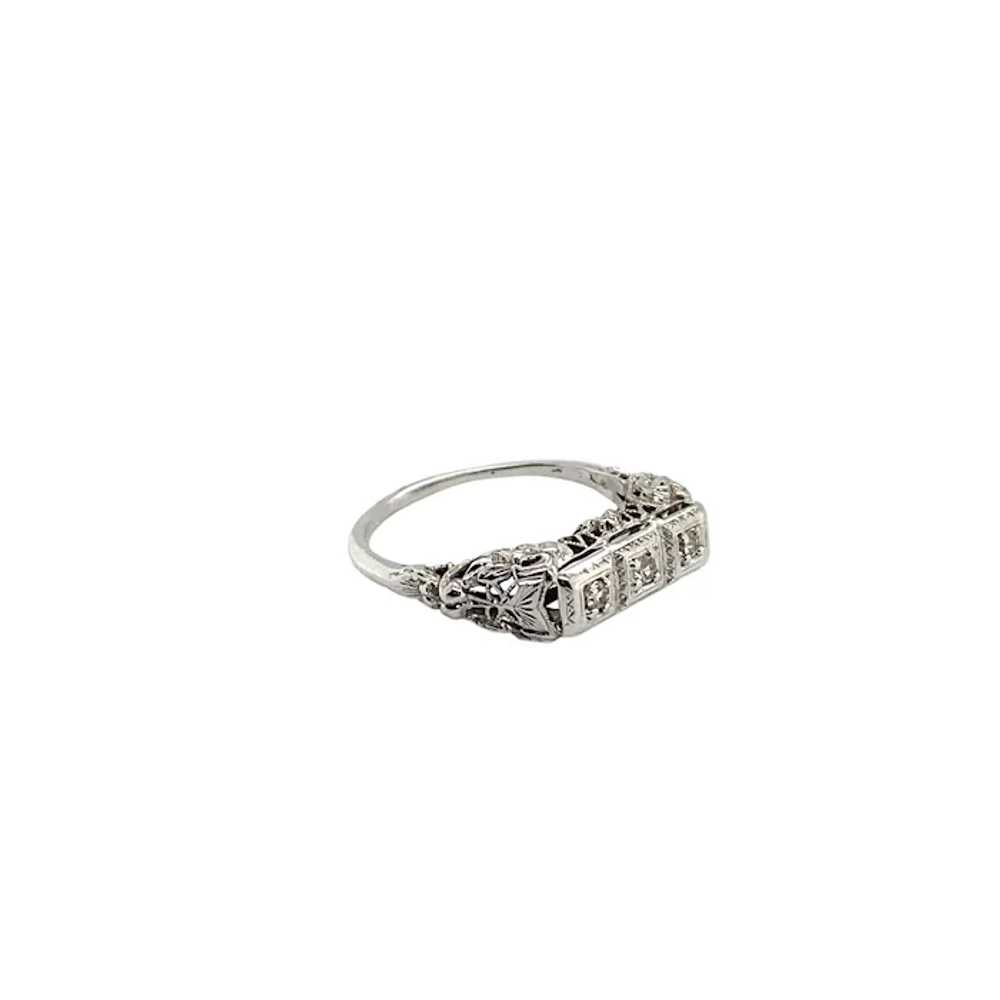 Art Deco 14K White Gold Diamond Ring - image 4