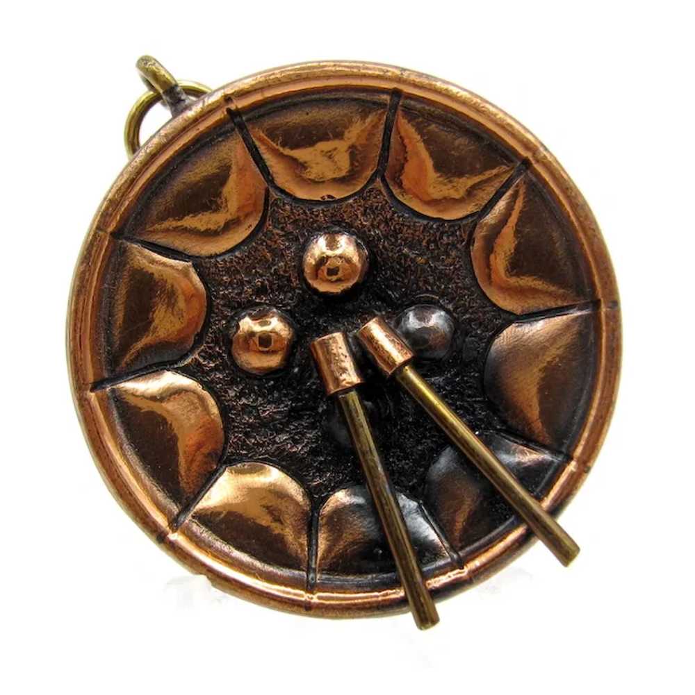 Vintage Figural Copper Drum Pendant Island Caribb… - image 2