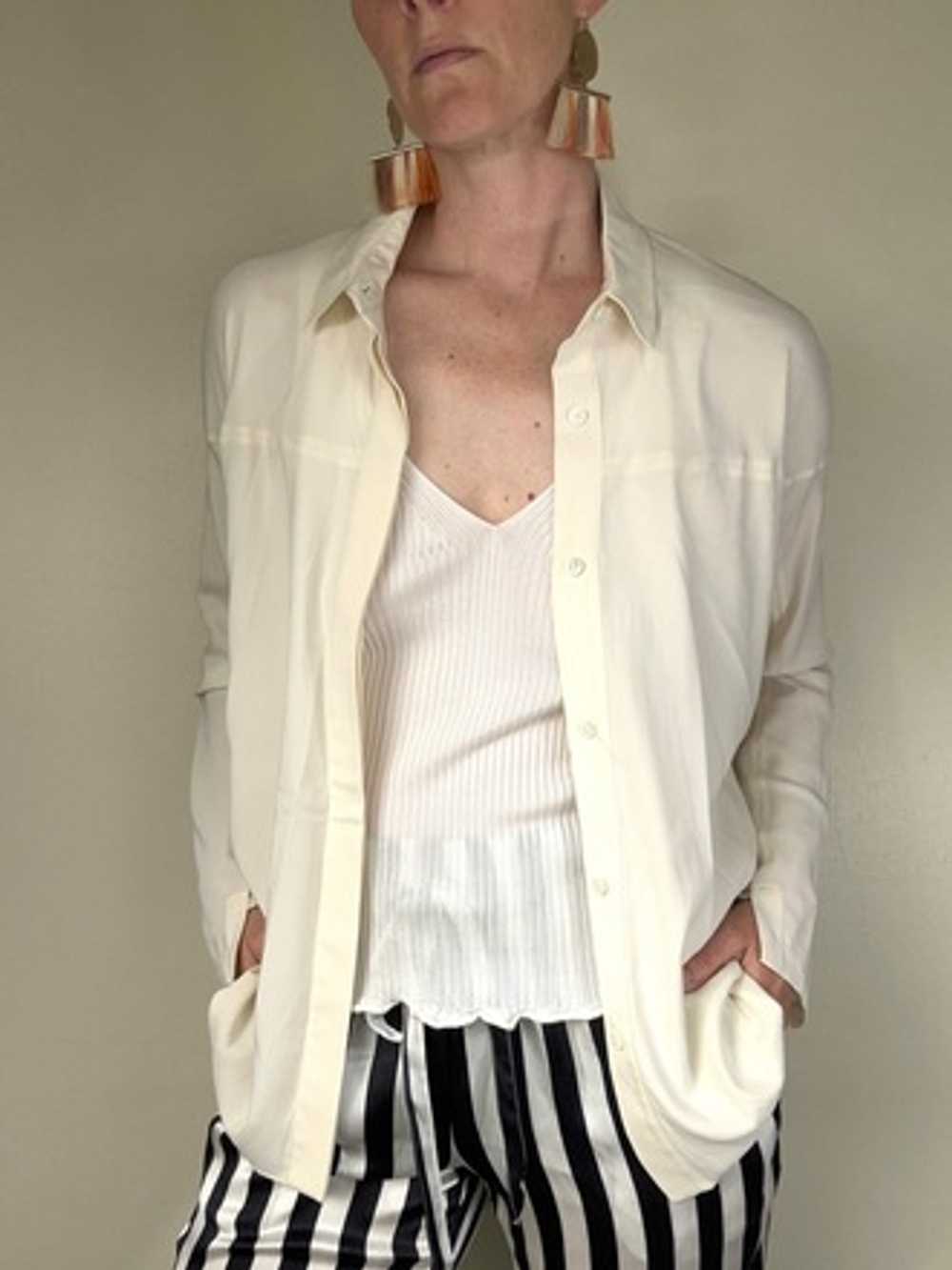 Anine Bing Black + White Stripe Silk Pants - image 2