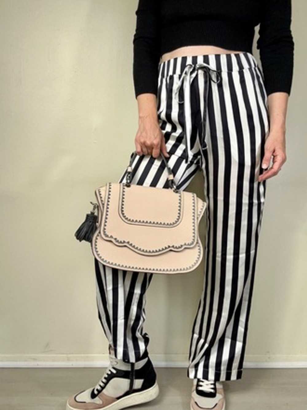 Anine Bing Black + White Stripe Silk Pants - image 5