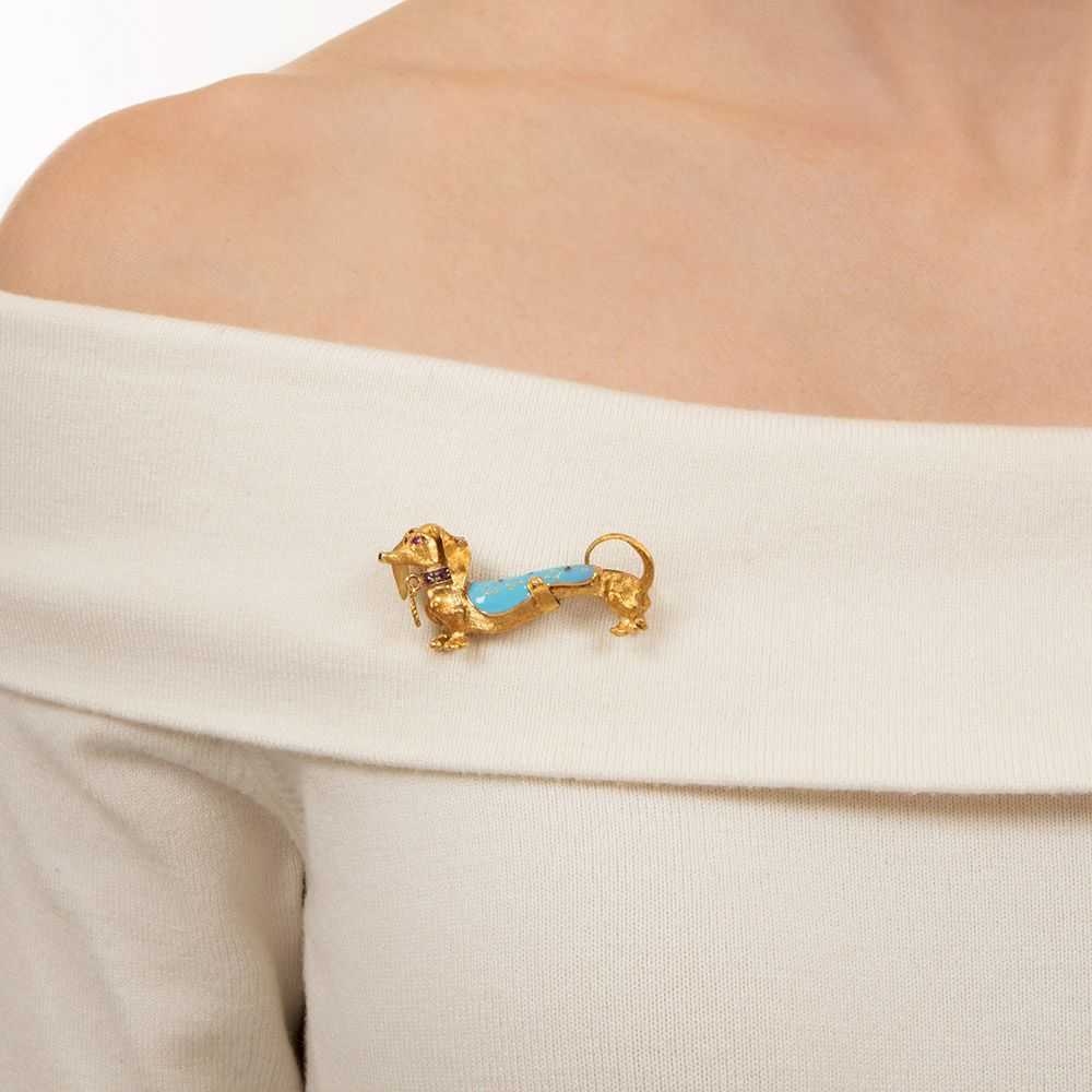 Mid-Century Dachshund Brooch - image 3