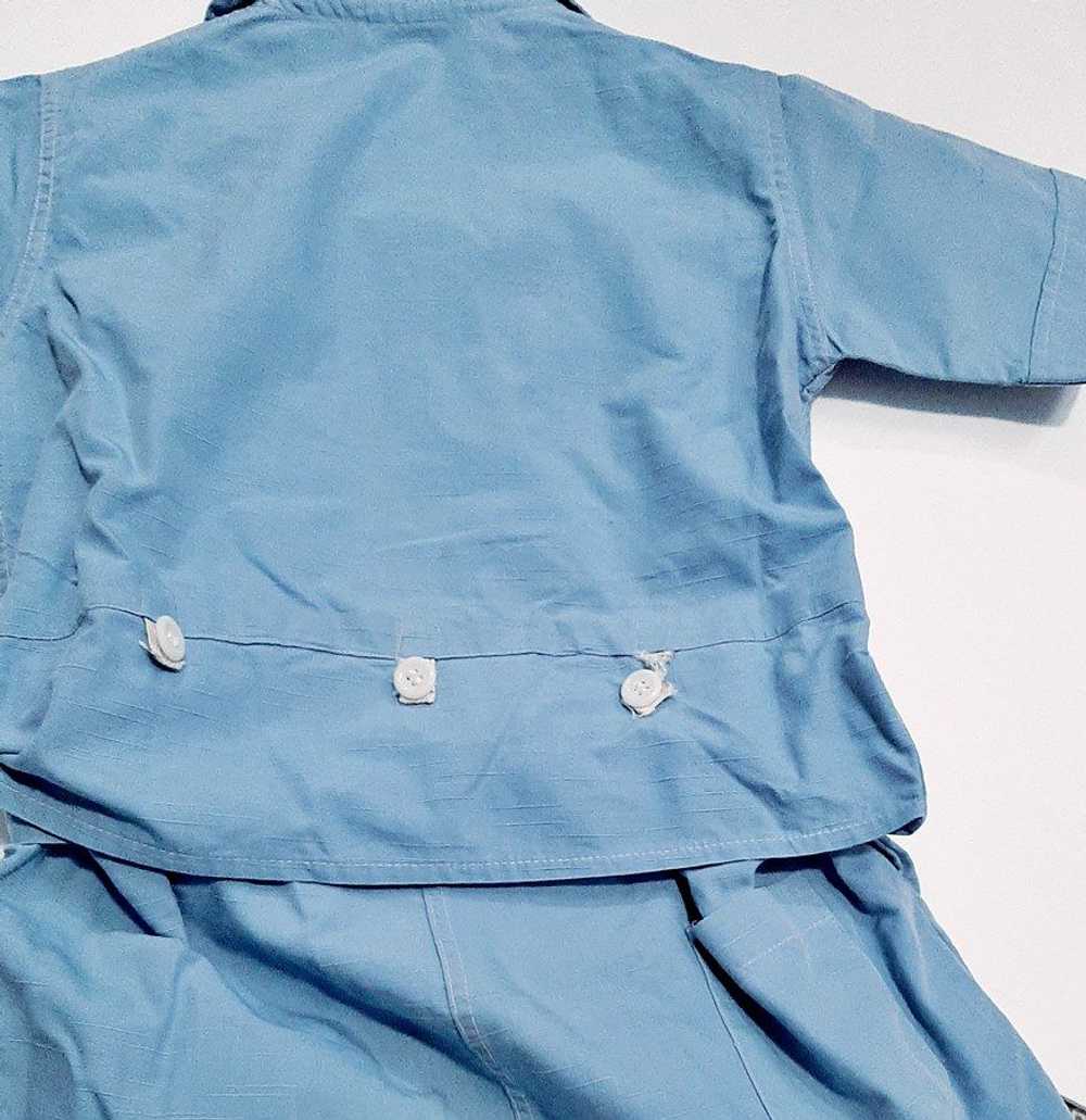 Vintage 1940s Boys Blue Playsuit Short Set In Cot… - image 6