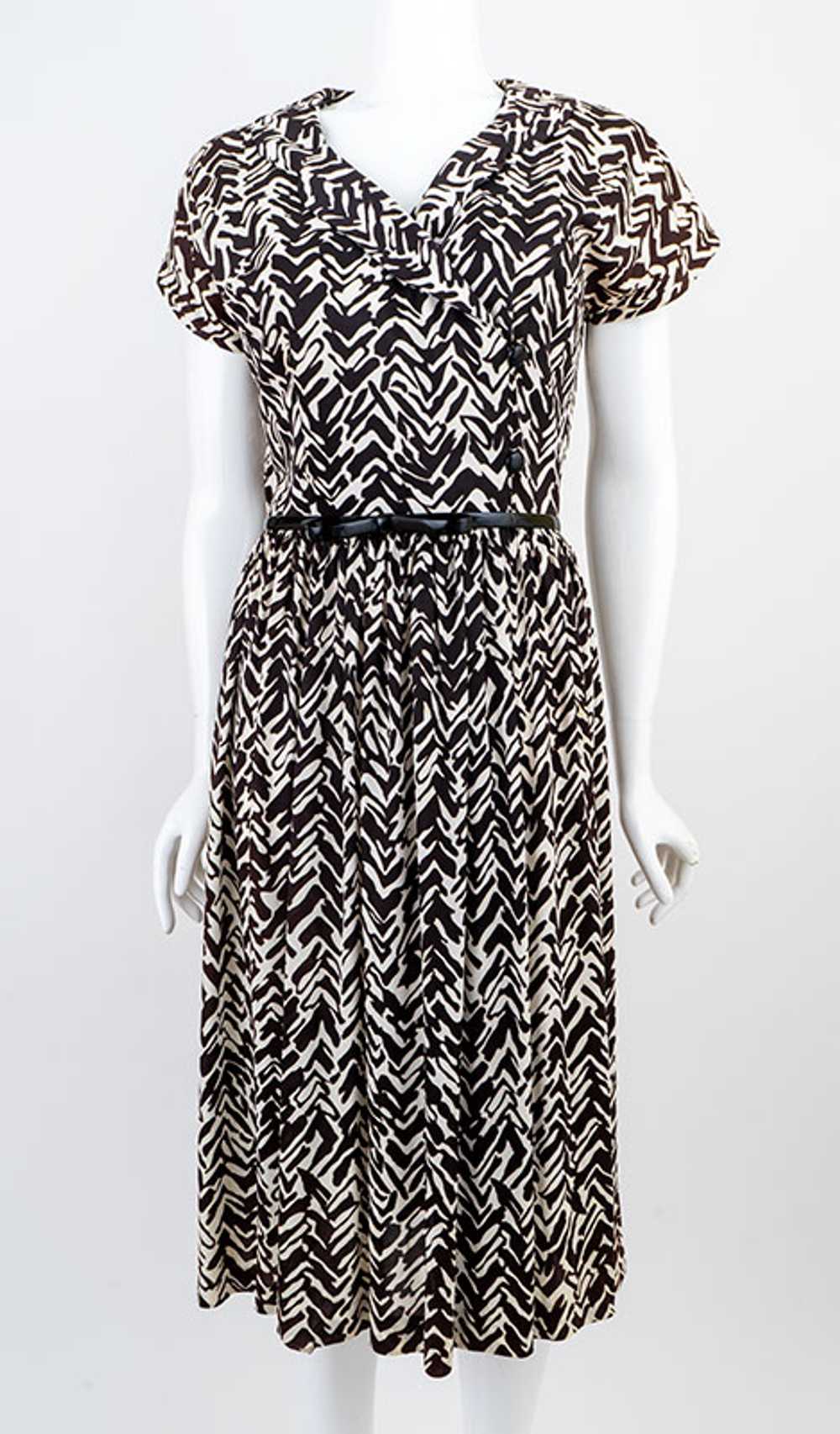 1960s Jersey Print Dress - image 1