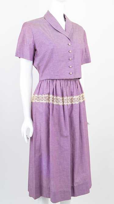 1950s Purple Chambray Sun Dress W/ Jacket