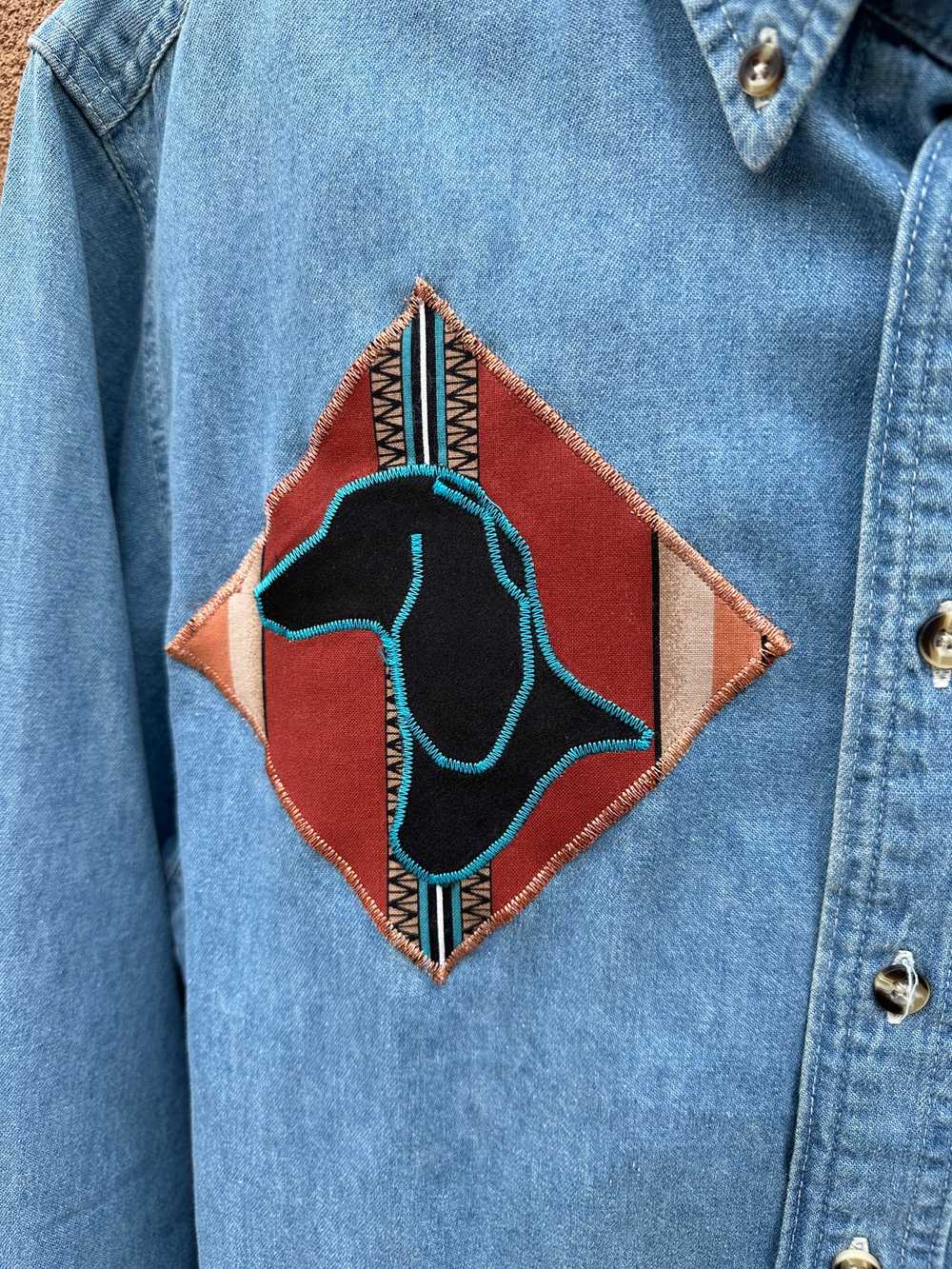 Southwestern Dachshund Denim Shirt - image 3