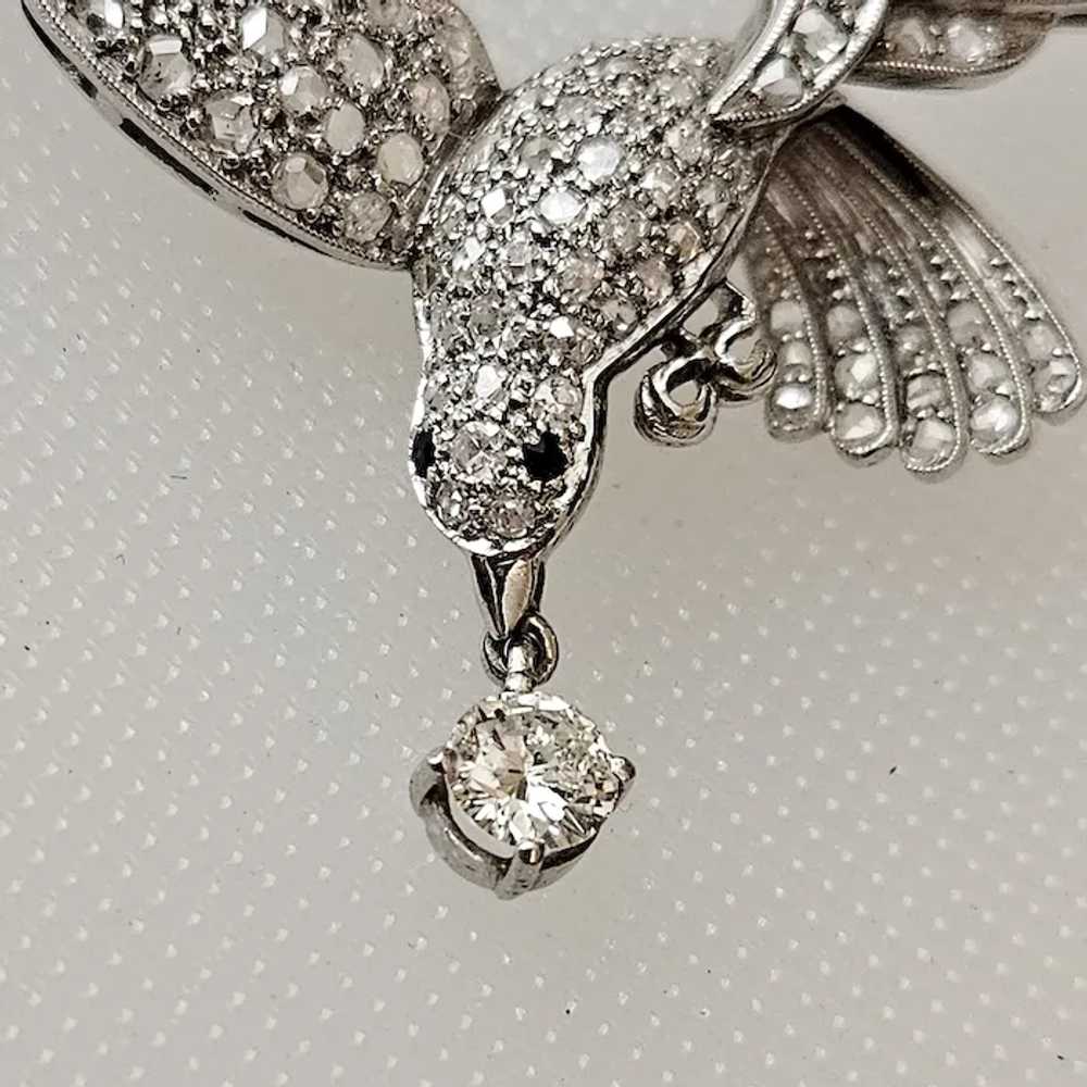 Platinum & Diamond Bird in Flight Pin - C. 1960 - image 3