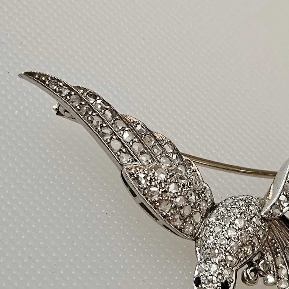 Platinum & Diamond Bird in Flight Pin - C. 1960 - image 4