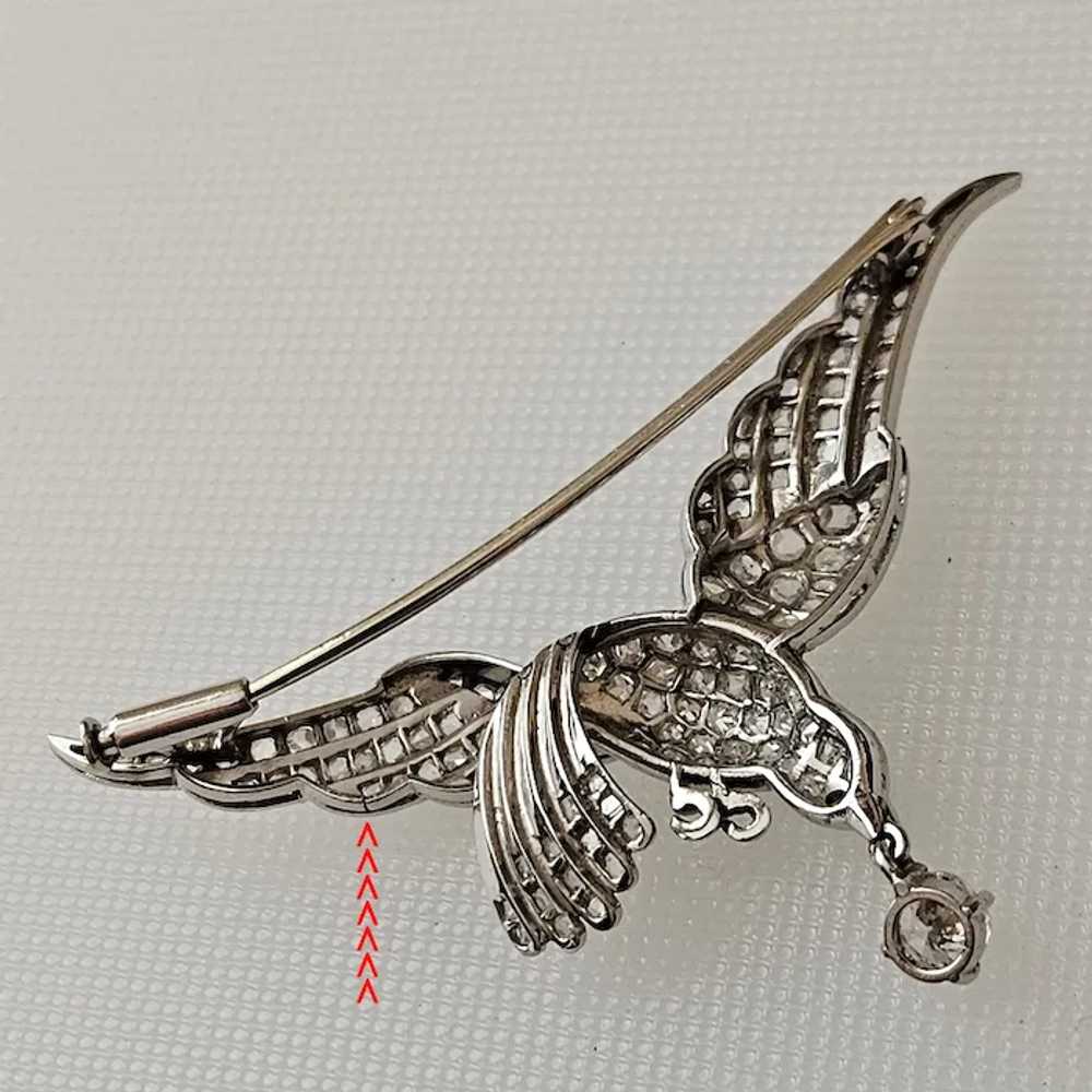 Platinum & Diamond Bird in Flight Pin - C. 1960 - image 7