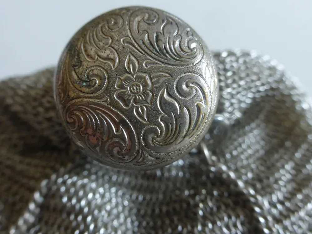 Antique German Silver Chain Mesh Coin Purse w Cap… - image 2