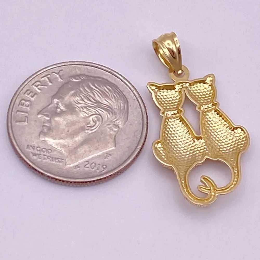 Cute Courting CATS Pendant 14K Gold - image 2