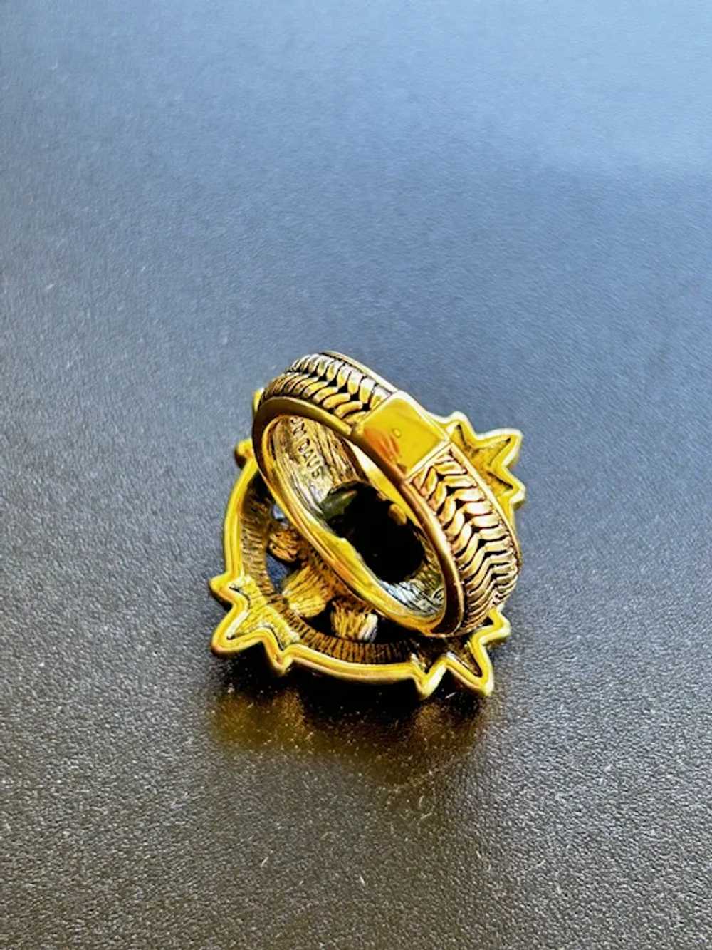 Heidi Daus Ring Size 8 Antiqued Gold Tone Pink Fl… - image 8