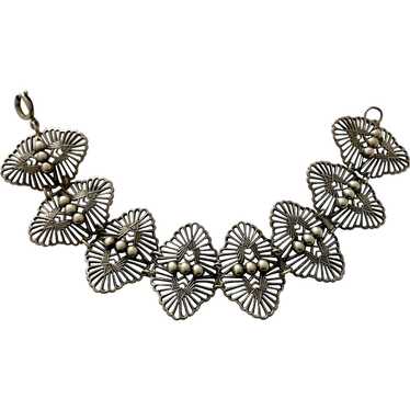 Sterling Silver Filigree Bracelet - Very Pretty - image 1