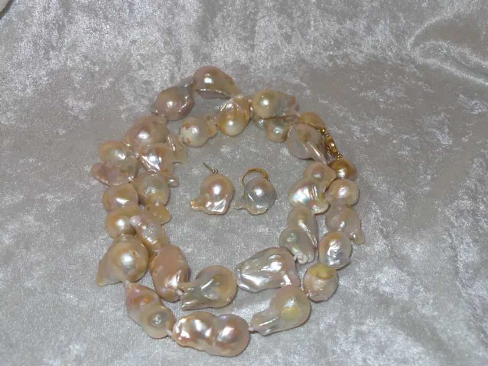 Cultured Flame Ball Baroque Pearl Necklace with E… - image 10