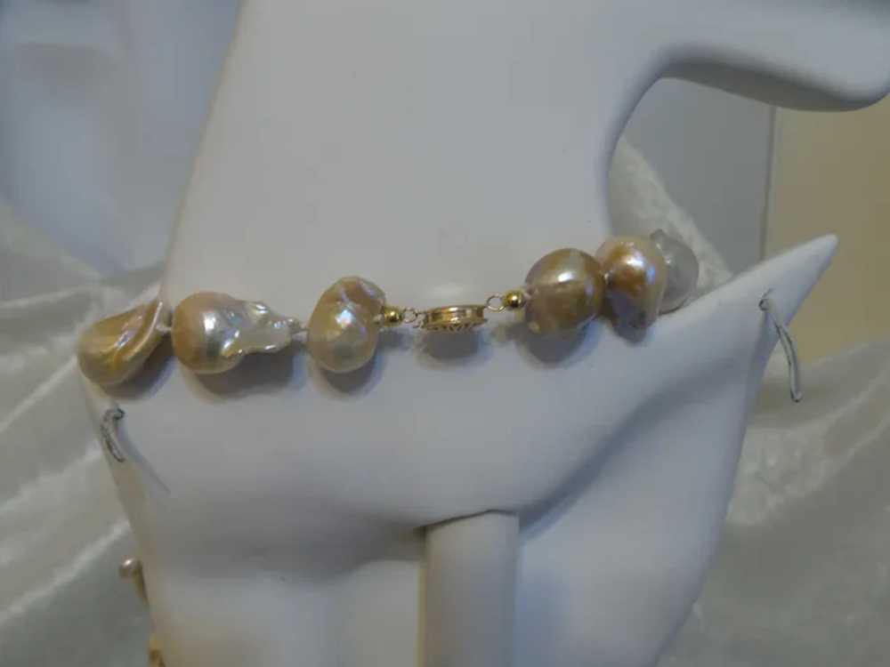Cultured Flame Ball Baroque Pearl Necklace with E… - image 2