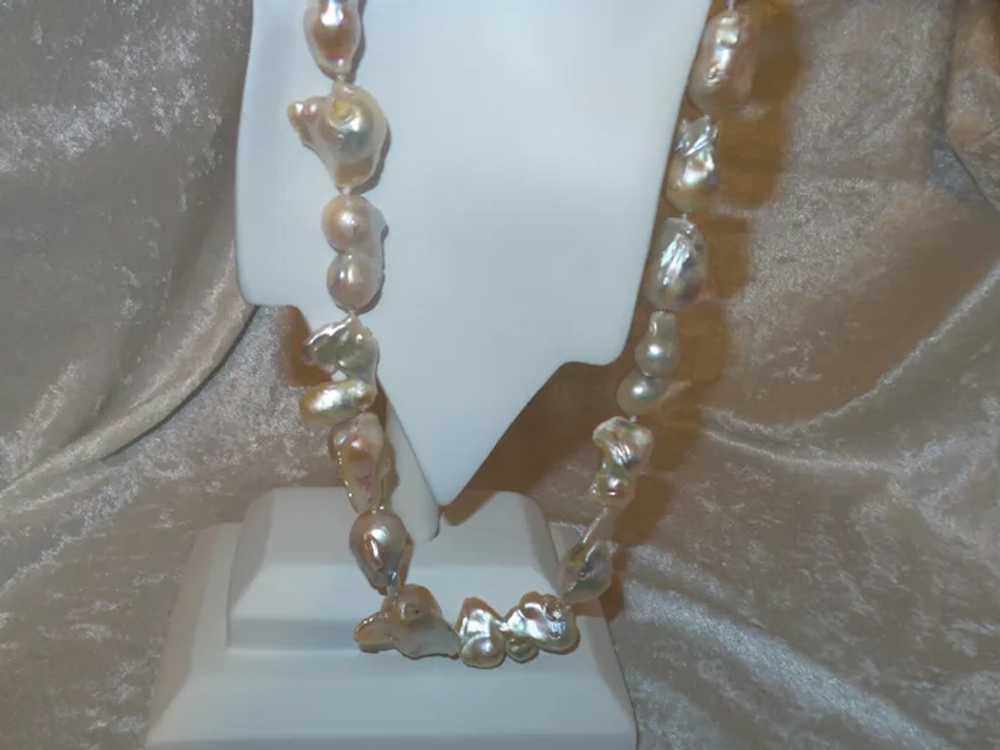 Cultured Flame Ball Baroque Pearl Necklace with E… - image 4