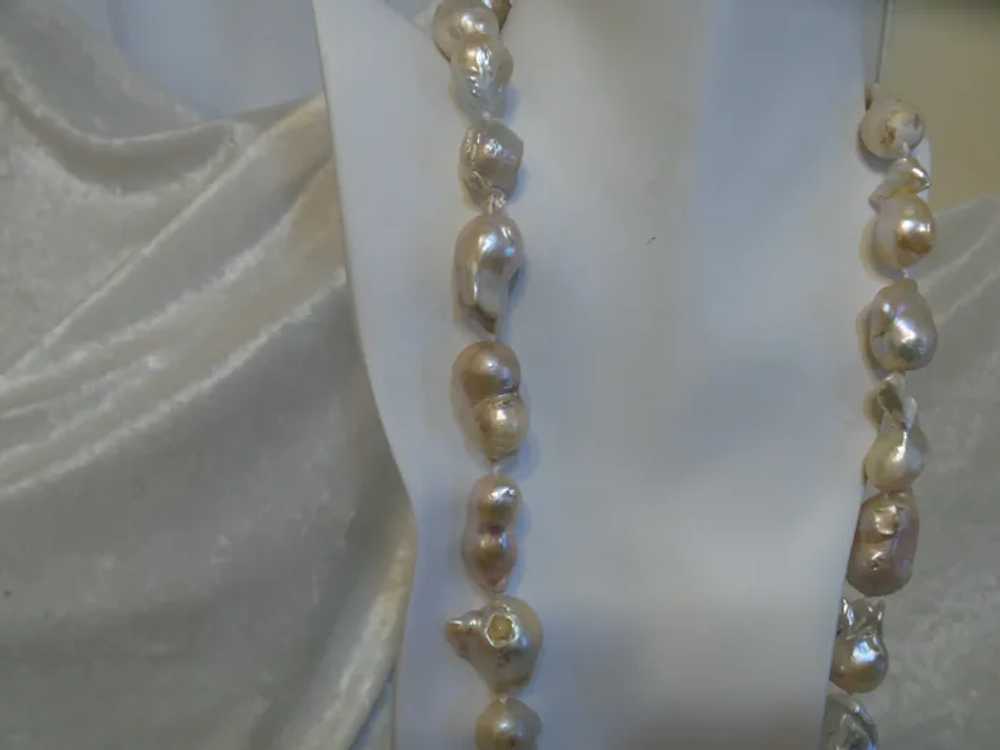 Cultured Flame Ball Baroque Pearl Necklace with E… - image 9