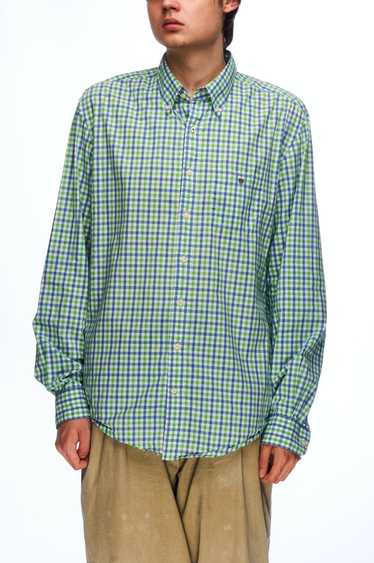 Gant GANT Green Blue Gingham Check Poplin Cotton S