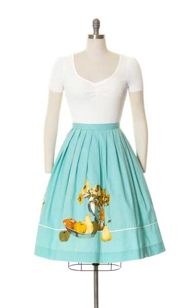 1950s Still Life Novelty Appliqué Wrap Skirt | sma