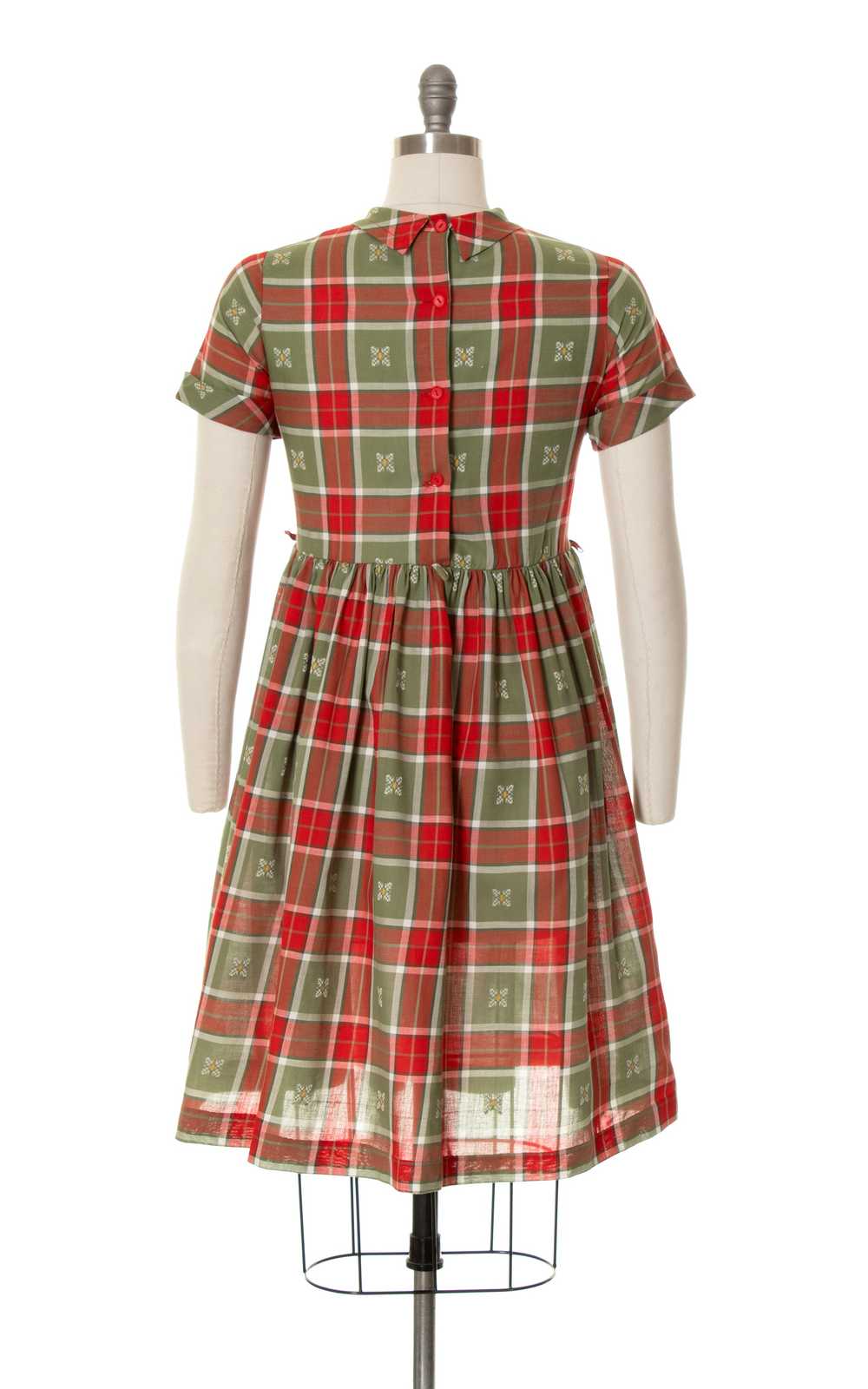 1950s Plaid Button Back Dress with Pockets | small - image 4