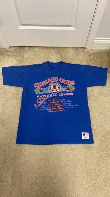 Blue Vintage Nutmeg Mills Chicago Cubs Members Club MLB Tshirt 