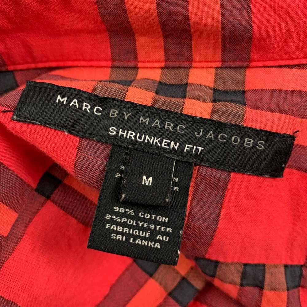 Marc Jacobs Red Black Plaid Cotton Blend Button U… - image 4