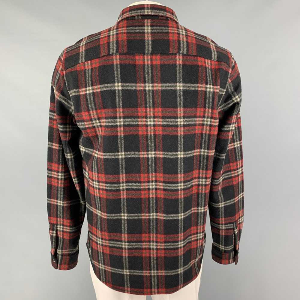 A.P.C. Black Red White Plaid Wool Nylon Button Up… - image 3