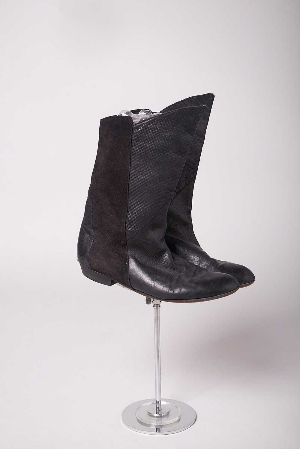 Vintage 1980s Black Leather And Suede Boots - image 1