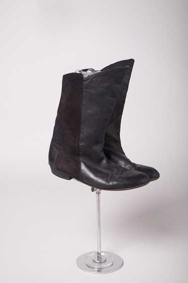 Vintage 1980s Black Leather And Suede Boots