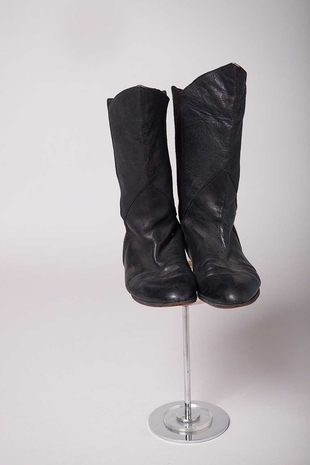 Vintage 1980s Black Leather And Suede Boots - image 3